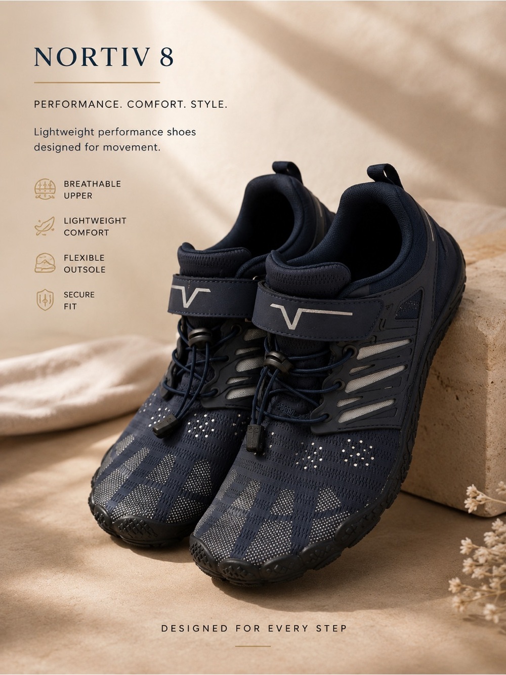 NORTIV 8 Men's Navy Athletic Shoes - Lightweight Performance